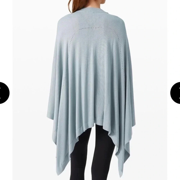 Lululemon Open Mind Lightweight Silk Blend Wrap Poncho/Cape One Size Blue Cast - Picture 3 of 13